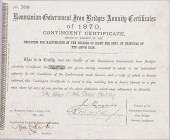Romania Roumanian Government Iron Bridges Annuity Contingency Certificate 1878
Contingent Certificate issued in respect of the deduction for maintena...