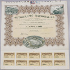 Spain Spain Autodromo Nacional Share of 500 Pesetas 1923
# 720; Barcelona; Large vignettes of the racing-track, cars at speed on a corner, and the vi...
