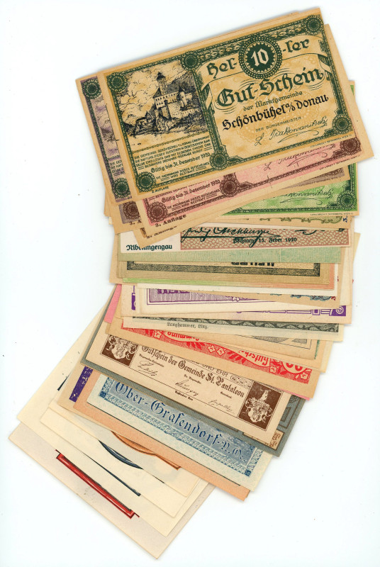 Austria 50 x Notgelds 1920 th Various States, Denominations, Dates & Motive
XF-...