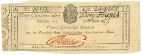 Germany Westphalia Coupon 3 Francs 1817
# A 31151; XF