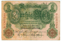 Germany - Empire 50 Mark 1906 M
P# 26b, N# 239939; # D 1393344; VF-