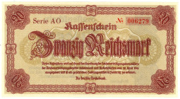 Germany - Third Reich Sudetenland and Lower Silesia 20 Reichsmark 1945
P# 187, N# 208959; # AO 006279; UNC