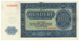 Germany - DDR 100 Deutsche Mark 1948
P# 15a, N# 207660; # C 2066869; VF+