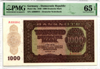 Germany - DDR 1000 Deutsche Mark 1948 PMG 65 EPQ Gem Uncirculated
P# 16a, N# 209106; # A 0069941