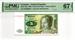 Germany - DDR 5 Deutsche Mark 1960 PMG 67 EPQ Superb Gem Unc
P# 18a, N# 207879; # B 1306884 A