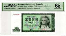 Germany - DDR 10 Mark 1964 PMG 65 EPQ Gem Uncirculated
P# 23a, N# 209129; # IP 614966
