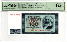 Germany - DDR 100 Mark 1964 PMG 65 EPQ Gem Uncirculated
P# 26a, N# 209134; # AG 9070444