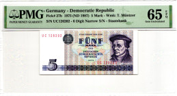 Germany - DDR 5 Mark 1975 (1987) (ND) PMG 65 EPQ Gem Uncirculated
P# 27b, N# 205965; # UC 126202