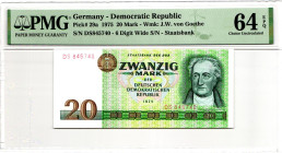Germany - DDR 20 Mark 1975 PMG 64 EPQ Choice Uncirculated
P# 29a, N# 205900; # DS 845740
