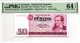 Germany - DDR 50 Mark 1971 PMG 64 EPQ Choice Uncirculated
P# 30a, N# 203937; # DG 2073072
