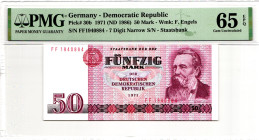 Germany - DDR 50 Mark 1971 (1986) (ND) PMG 65 EPQ Gem Uncirculated
P# 30b, N# 203937; # FF 1940884