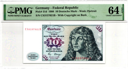 Germany - DDR 10 Deutsche Mark 1980 PMG 64 EPQ Choice Uncirculated
P# 31d, N# 204797; # CS 3157021 B