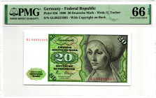 Germany - DDR 20 Deutsche Mark 1980 PMG 66 EPQ Gem Uncirculated
P# 32d, N# 208988; # GL 8822180 S