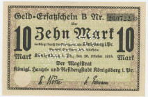 Germany - Empire East Prussia Königsberg 10 Mark 1918
Karpinski# 23.50A; 260722; Perforation "UNGÜLTIG"; UNC-