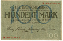 Germany - Weimar Republic Manheim 100 Mark 1918
# B 412942; VF