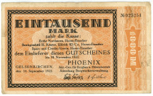Germany - Weimar Republic Kasse 1000 Mark 1922
# 025254; VF