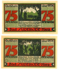 Germany - Weimar Republic Saxony Bad Suderode 2 x 75 Pfennig 1921
N# 231188; UNC