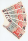 Argentina 5 x 1 Pesos 1983 - 1984 (ND) With Consecutive Numbers
P# 311a, N# 203770; UNC