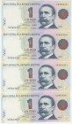 Argentina 4 x 1 Peso 1993 (ND) With Consecutive Numbers
P# 339b, N# 203647; UNC