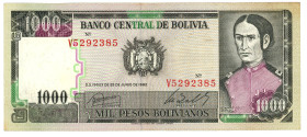 Bolivia 1000 Pesos Bolivianos 1982
P# 167a, N# 205345; # V 5292385; XF