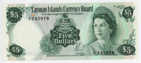 Cayman Islands 5 Dollars 1971 -1972
P# 2a, N# 223660; # A/1 245978; AUNC