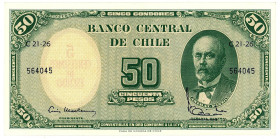 Chile 5 Centesimos on 50 Pesos 1960 - 1961 (ND)
P# 126, N# 205210; # C21-26 564045; UNC-