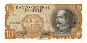 Chile 10 Escudos 1973 - 1975 (ND)
P# 143, N# 205219; # A27 0296700; UNC