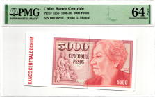 Chile 5000 Pesos 1986 - 1990 PMG 64 EPQ Choice Uncirculated
P# 155b, N# 205659; # B 0766816