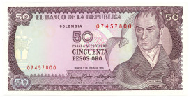 Colombia 50 Pesos 1986
P# 425b, N# 213919; # 07457800; UNC
