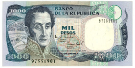 Colombia 1000 Pesos 1995
P# 438, N# 213680; # 97551901; UNC
