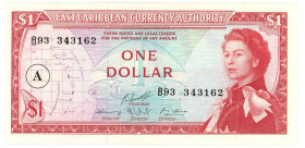 East Caribbean States Antigua & Barbuda 1 Dollar 1965 (ND)
P# 13l, N# 207949; # B93 343162; VF