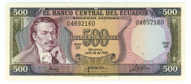 Ecuador 500 Sucres 1982
P# 119b, # GR 04892160; UNC