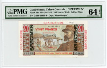 Guadeloupe 20 Francs 1947 - 1949 (ND) Specimen PMG 64 EPQ Choice Uncirculated
P# 33s, N# 375893; # O.000 00000