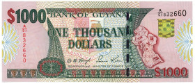 Guyana 1000 Dollars 2000 (ND)
P# 35, N# 272485; # A/51 832660; UNC