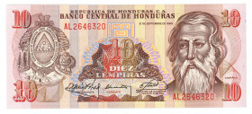 Honduras 10 Lempiras 1989
P# 70a, N# 216470; # AL 2646320; UNC