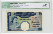 Jamaica 5 Pounds 1960 ICG 35 Very Fine +
P# 48b, N# 218661; # 15A74637