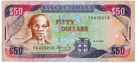 Jamaica 50 Dollars 2002
P# 79, N# 218736; # FE 435210; VF