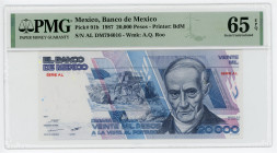Mexico 20000 Pesos 1987 PMG 65 EPQ EPQ Gem Uncirculated
P# 91b, N# 214014; # AL DM794016