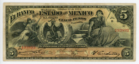 Mexico Toluca 5 Pesos 1912
# 193893; VF