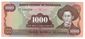 Nicaragua 1000 Cordobas 1985
P# 156b, N# 210594; # FC 17668880; UNC