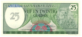 Suriname 25 Gulden 1985
P# 127b, N# 202176; # 0441308457; UNC