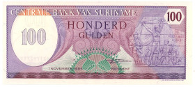 Suriname 100 Gulden 1985
P# 128b, N# 209499; # 0621792711; UNC