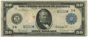 United States 50 Dollars 1914 D 2-B Replacement Note
P# 362b, # B 3252 *; VF