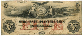 United States Merchants and Planters Bank 5 Dollars 1857 - 1860 (ND)
VF