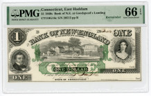 United States Connecticut East Haddam Bank of New England 1 Dollar 1860s Remainder PMG 66 EPQ Gem Uncirculated
CT110G16c; # 20513