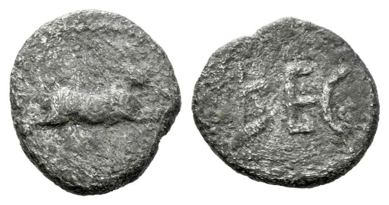 Bruttium, Rhegium Litra circa 480-462, AR 10.00 mm., 0.59 g.

VF

Ex Naville...