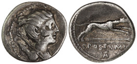 Roman Republic, silver denarius 74 BC. C. Postumius.