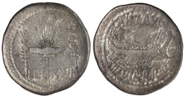 Roman Imperatorial, silver military denarius 32-31 BC, Marc Antony
