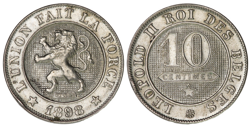 KM-42; King Leopold II; Copper-nickel; French text; AU/UNC
