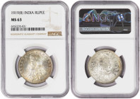 British India 1 Rupee 1919 B. NGC MS 63